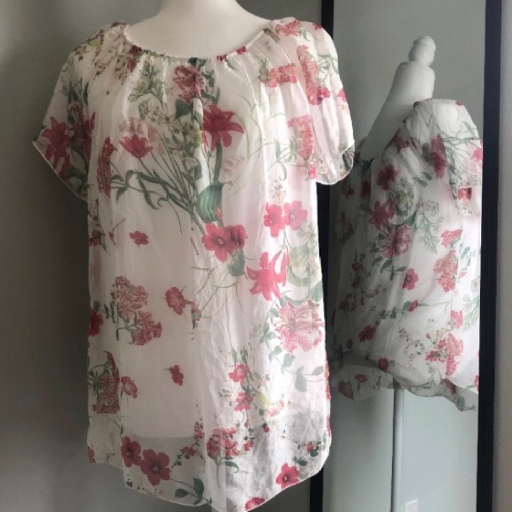 100% Silk Luisa Ricci Italy Blouse Top Sz Large